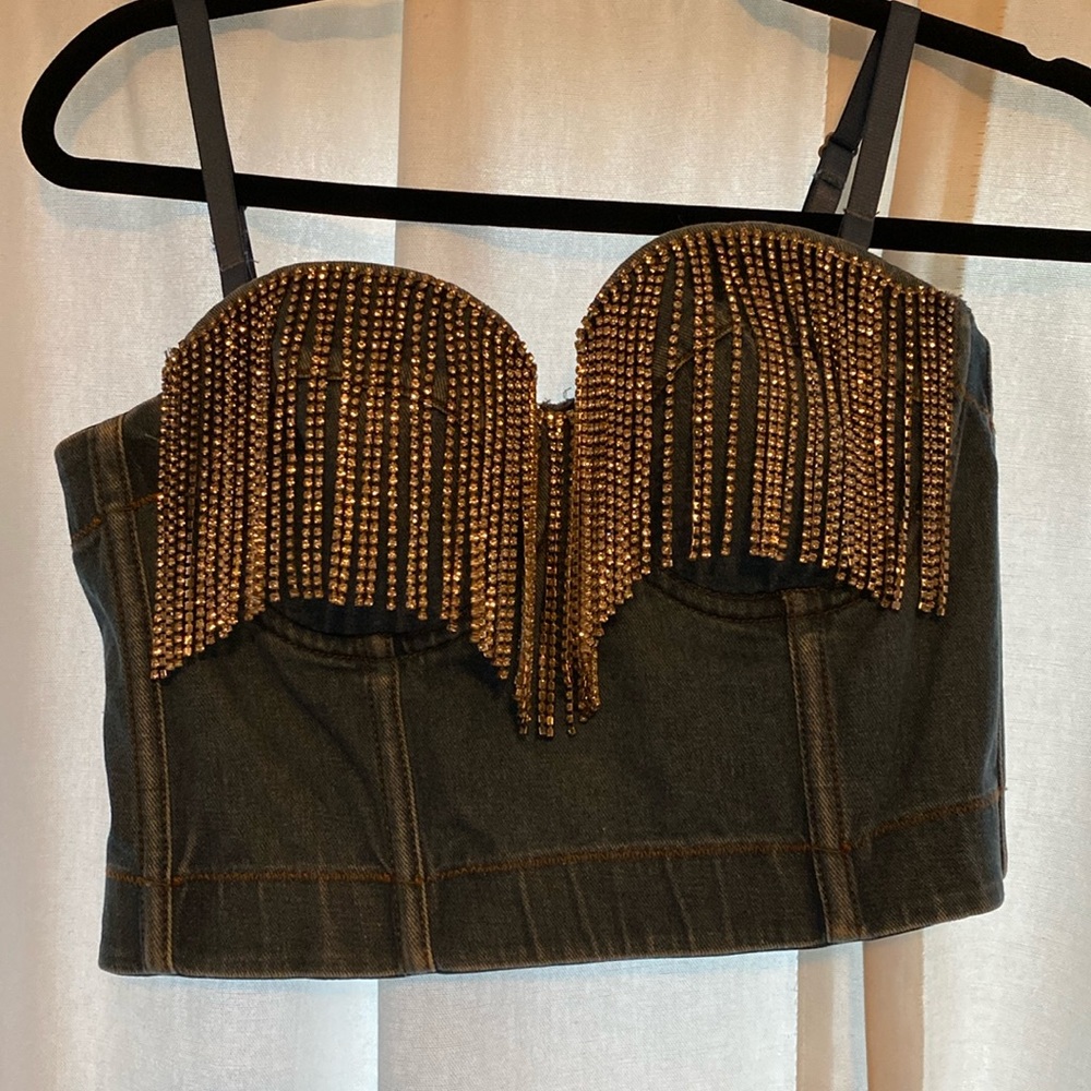 Rhinestone Denim Top💎 - Picture 2 of 4
